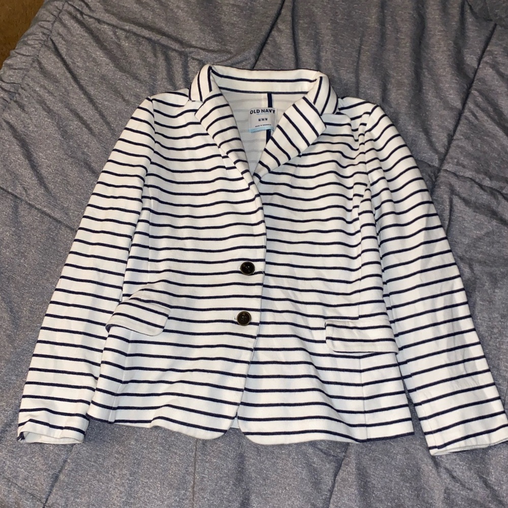 Old Navy white and black striped blazer